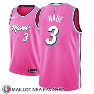 Maillot Miami Heat Dwyane Wade No 3 Earned 2018 Rosa