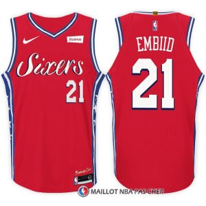 Maillot Authentique Philadelphia 76ers Embiid 2017-18 21 Rouge