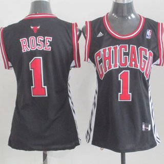 Maillot Femme de Rose Chicago Bulls #1 Noir