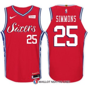 Maillot Authentique Philadelphia 76ers Simmons 2017-18 25 Rouge