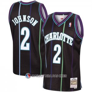 Maillot Charlotte Hornets Larry Johnson NO 2 Mitchell & Ness 1992-93 Noir