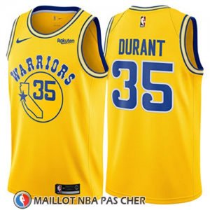 Maillot Golden State Warriors Kevin Durant No 35 Hardwood Classic 2018 Jaune