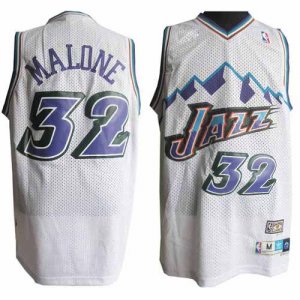 Maillot retro de Malone Utah Jazz #32 Blanc