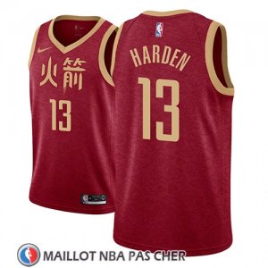 Maillot Houston Rockets James Harden No 13 Ciudad 2018-19 Rouge