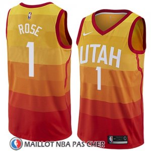 Maillot Utah Jazz Derrick Rose No 1 Ciudad 2018 Jaune