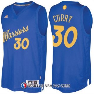 Maillot Authentique Navidad Golden State Warriors Curry 30 2016-17 Bleu