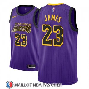 Maillot Los Angeles Lakers Lebron James No 23 Ciudad 2018 Volet