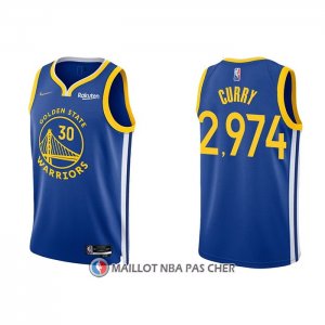 Maillot Golden State Warriors Stephen Curry 2974th 3 Points Bleu