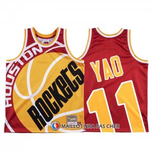 Maillot Houston Rockets Yao Ming Mitchell & Ness Big Face Rouge