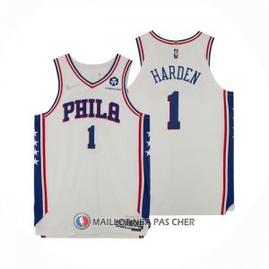 Maillot Philadelphia 76ers James Harden NO 1 Association Authentique Blanc