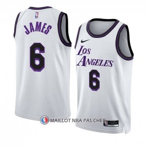 Maillot Los Angeles Lakers LeBron James NO 6 Ville 2022-23 Blanc