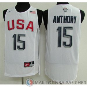 Maillot USA Dream 12 Teams Anthony #15 Blanc
