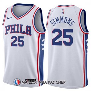 Maillot Philadelphia 76ers Ben Simmons Association 2017-18 25 Blanc