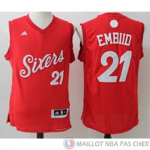 Maillot Embiid Philadelphia 76ers Noel #21 Rouge