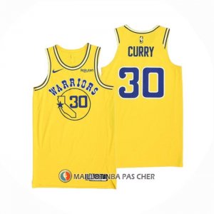 Maillot Golden State Warriors Stephen Curry NO 30 Hardwood Classic Authentique Jaune