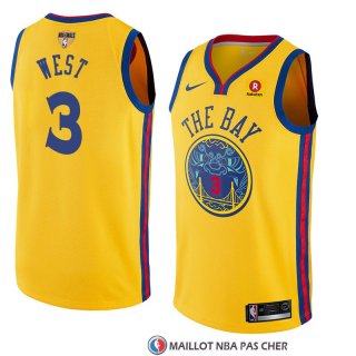 Maillot Golden State Warriors David West 3 Ciudad 2017-18 Or