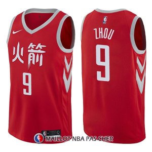 Maillot Houston Rockets Zhou Qi Ciudad 9 2017-18 Rouge