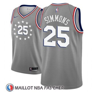 Maillot Philadelphia 76ers Ben Simmons No 25 Ciudad 2018-19 Gris