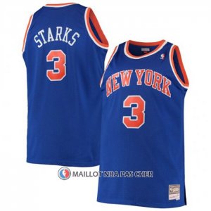 Maillot New York Knicks John Starks NO 3 Mitchell & Ness Hardwood Classics Bleu
