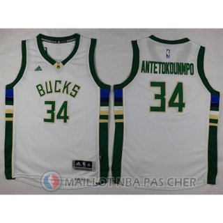 Maillot Enfant Antetokounmpo Milwaukee Bucks #34 Blanc