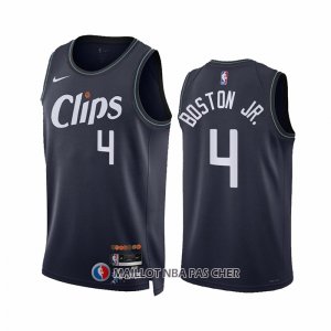 Maillot Los Angeles Clippers Brandon Boston JR. NO 4 Ville 2023-24 Bleu