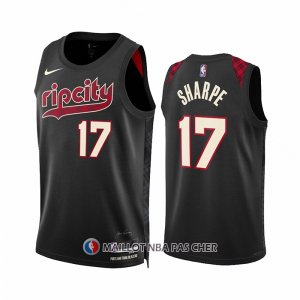 Maillot Portland Trail Blazers Shaedon Sharpe NO 17 Ville 2023-24 Noir