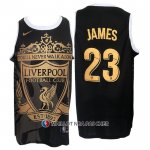 Maillot Los Angeles Lakers LeBron James No 23 Liverpool Noir