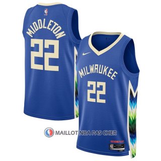Maillot Milwaukee Bucks Khris Middleton NO 22 Ville 2022-23 Bleu