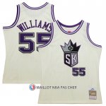 Maillot Sacramento Kings Jason Williams NO 55 Mitchell & Ness Chainstitch Creme