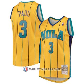 Maillot Charlotte Hornets Chris Paul NO 3 Mitchell & Ness 2010-11 Jaune