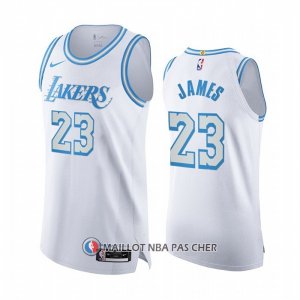 Maillot Los Angeles Lakers LeBron James NO 23 Ville Authentique 2020-21 Blanc