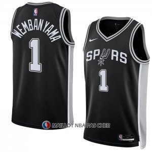 Maillot San Antonio Spurs Victor Wembanyama NO 1 Icon 2022-23 Noir