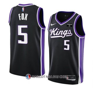 Maillot Sacramento Kings De??aaron Fox NO 5 Icon 2023-24 Noir