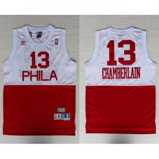 Maillot Retro 76ers Chamberlain 13 Blanc Rouge