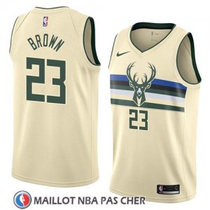 Maillot Milwaukee Bucks Sterling Brown No 23 Ciudad 2018 Crema