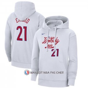 Veste a Capuche Philadelphia 76ers Joel Embiid Ville 2022-23 Blanc