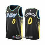 Maillot Indiana Pacers Tyrese Haliburton NO 0 Ville 2023-24 Noir