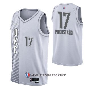 Maillot Oklahoma City Thunder Aleksej Pokusevski NO 17 Ville 2021-22 Blanc