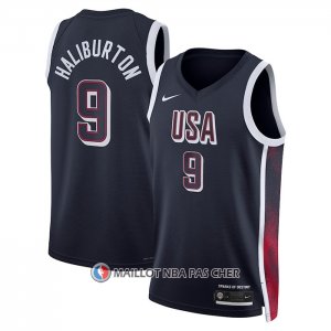 Maillot USA 2024 Tyrese Haliburton NO 9 Bleu