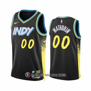 Maillot Indiana Pacers Bennedict Mathurin NO 00 Ville 2023-24 Noir  Maillot Indiana Pacers Bennedict Mathurin NO 00 Ville 2023-24 Noir