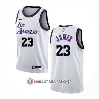 Maillot Los Angeles Lakers LeBron James NO 23 Ville 2022-23 Blanc