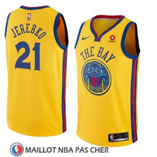 Maillot Golden State Warriors Jonas Jerebko No 21 Ciudad 2018-19 Jaune