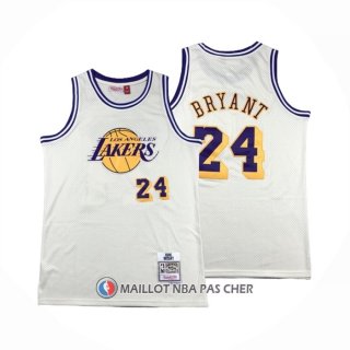 Maillot Los Angeles Lakers Kobe Bryant NO 24 Mitchell & Ness Chainstitch Creme