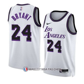 Maillot Los Angeles Lakers Kobe Bryant NO 24 Ville 2022-23 Blanc