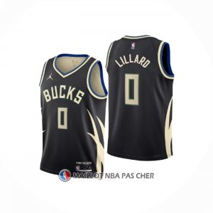 Maillot Enfant Milwaukee Bucks Damian Lillard NO 0 Statement 2022-23 Noir