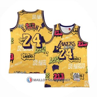 Maillot Los Angeles Lakers Kobe Bryant Slap Sticker Mitchell & Ness 1996-97 Jaune