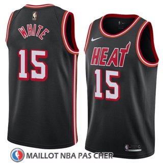 Maillot Miami Heat Okaro White No 15 Classic 2018 Noir