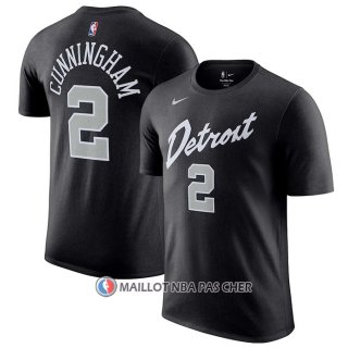 Maillot Manche Courte Detroit Pistons Cade Cunningham Ville 2023-24 Noir