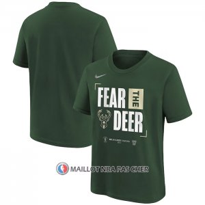 Maillot Manche Courte Milwaukee Bucks 2024 NBA Playoffs Mantra Vert
