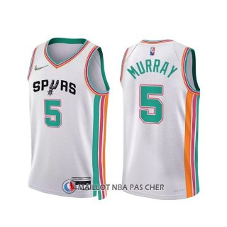 Maillot San Antonio Spurs Dejounte Murray NO 5 Ville 2021-22 Blanc